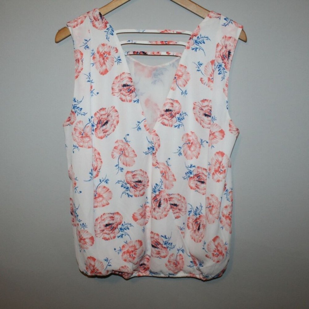 ✨2/$20 Meadow Rue Anthropologie Sleeveless Floral Blouse M Med Summer Top Anthro - Picture 4 of 6
